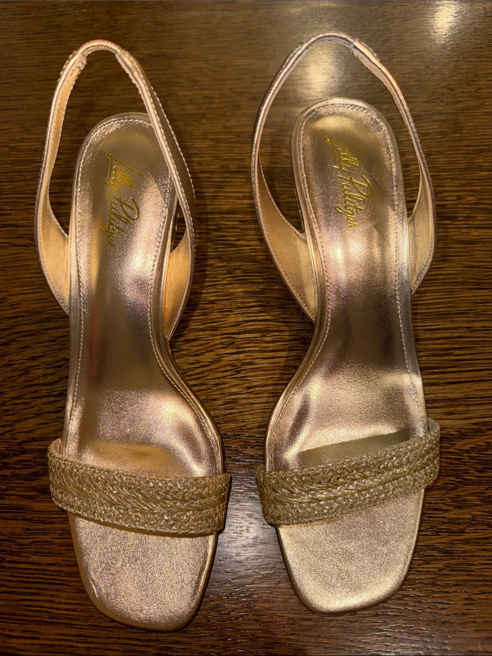 Lilly Pulitzer Rose Gold Braided Front Slingback Wedges - Picture 1 of 2